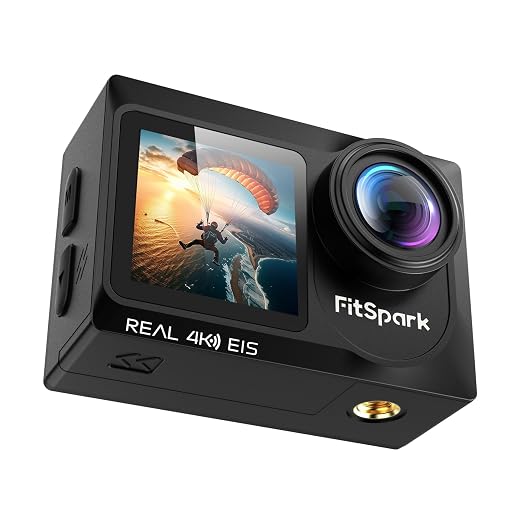 FitSpark Eagle i15 Pro Max Real 4K30FPS Dual Screens WiFi Action Camera Advanced Chipset Sony Sensor EIS 2.0 Stabilization Wide-Angle Supports External MIC Bike Helmet Camera for Moto Vlogging (O)