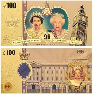YIQILAFADA Queen Elizabeth II Gold Bill, Gold 100 Note UK Royal