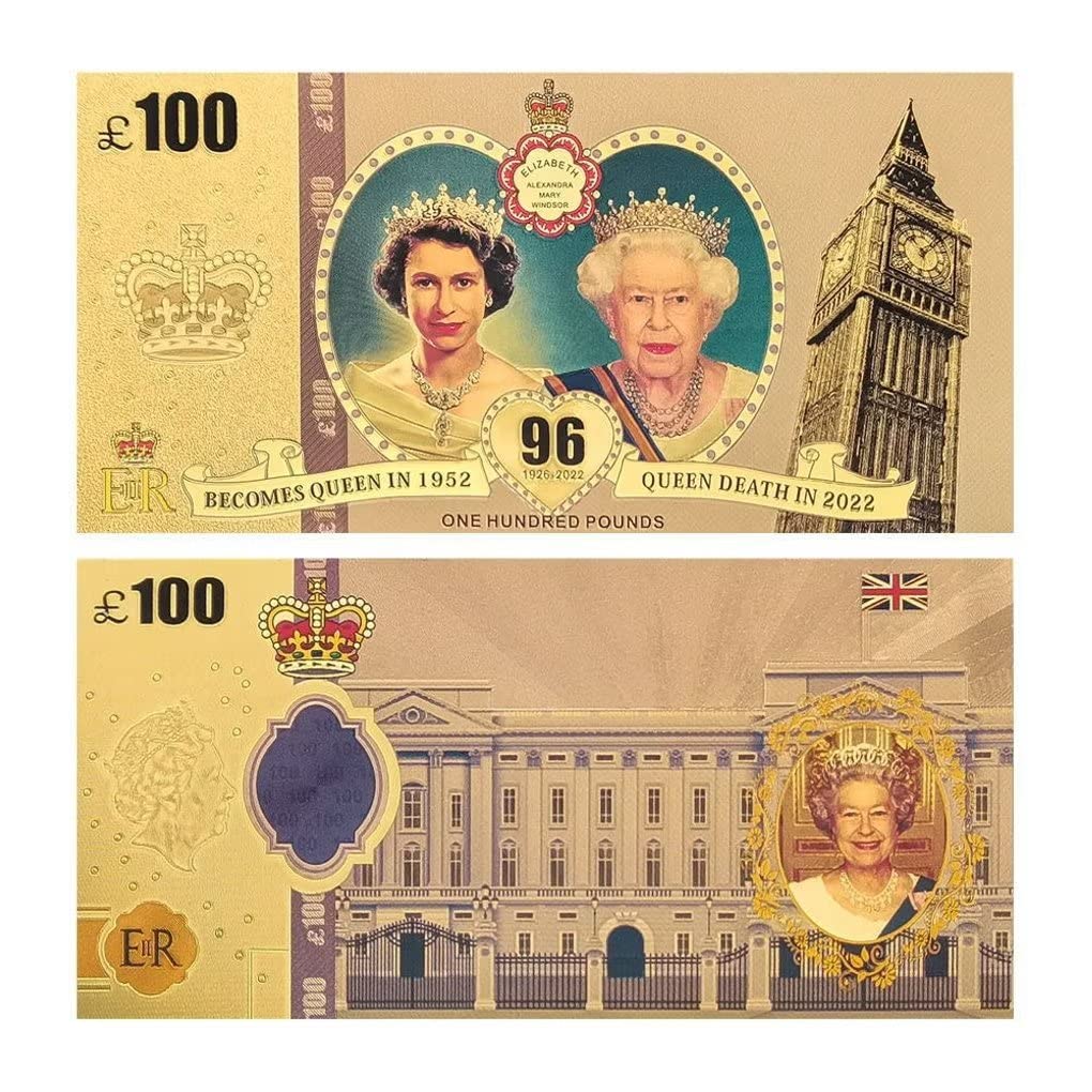 YIQILAFADA Queen Elizabeth II Gold Bill, Gold 100 Note UK Royal Family Gifts