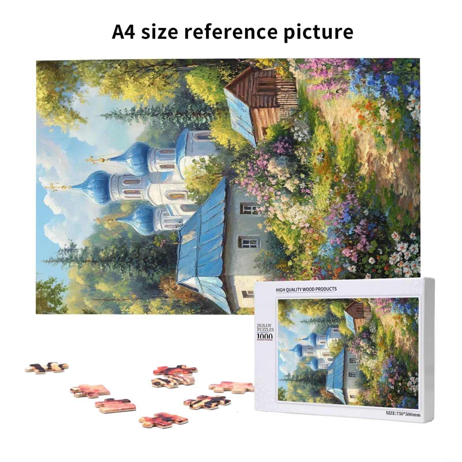 Puzzles Paisaje 1000 Adultos, Puzzle Flor con Cajas y Cartel, Juego Clásico de Puzzle Arte para Entretenimiento Adultos, Regalos de Decoración del Hogar para Pasatiempos Creativos de Mujeres 2T-1420