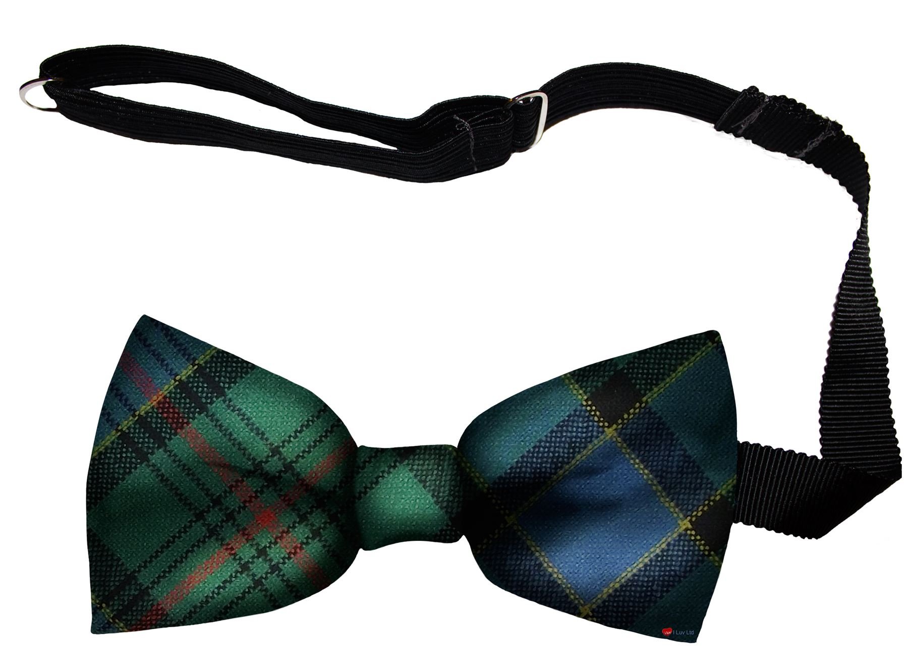 I LUV LTD Mens Bow Tie Soft Wool Woven And Made in Scotland in Ogilvie Hunting Ancient Tartan Adjustable Strap for Easy Fastening