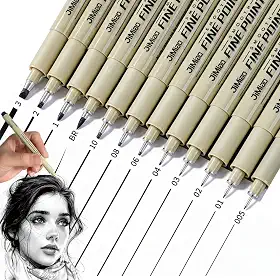 Kit 12 Canetas Nanquim Profissional para Mangá Desenho Técnico Artístico Lettering Brush Sakura Caligrafia Kit Precisão Projetos Caligrafia
