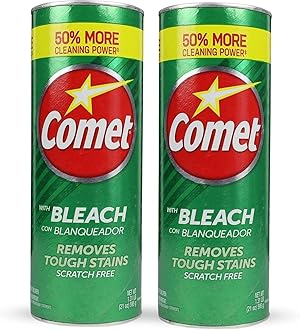 Comet Cleaner 2-Pack (21 oz Each) - 50% More Cleaning Power, Surface Cleaner for Bathroom & Kitchen - Tough Stain Removal, Deodorizes & Freshens - Bundled w/Vortix Ship Bag