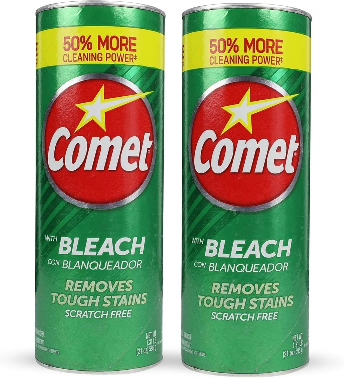 Comet Cleaner 2-Pack (21 oz Each) - 50% More Cleaning Power, Surface Cleaner for Bathroom & Kitchen - Tough Stain Removal, Deodorizes & Freshens - Bundled w/Vortix Ship Bag