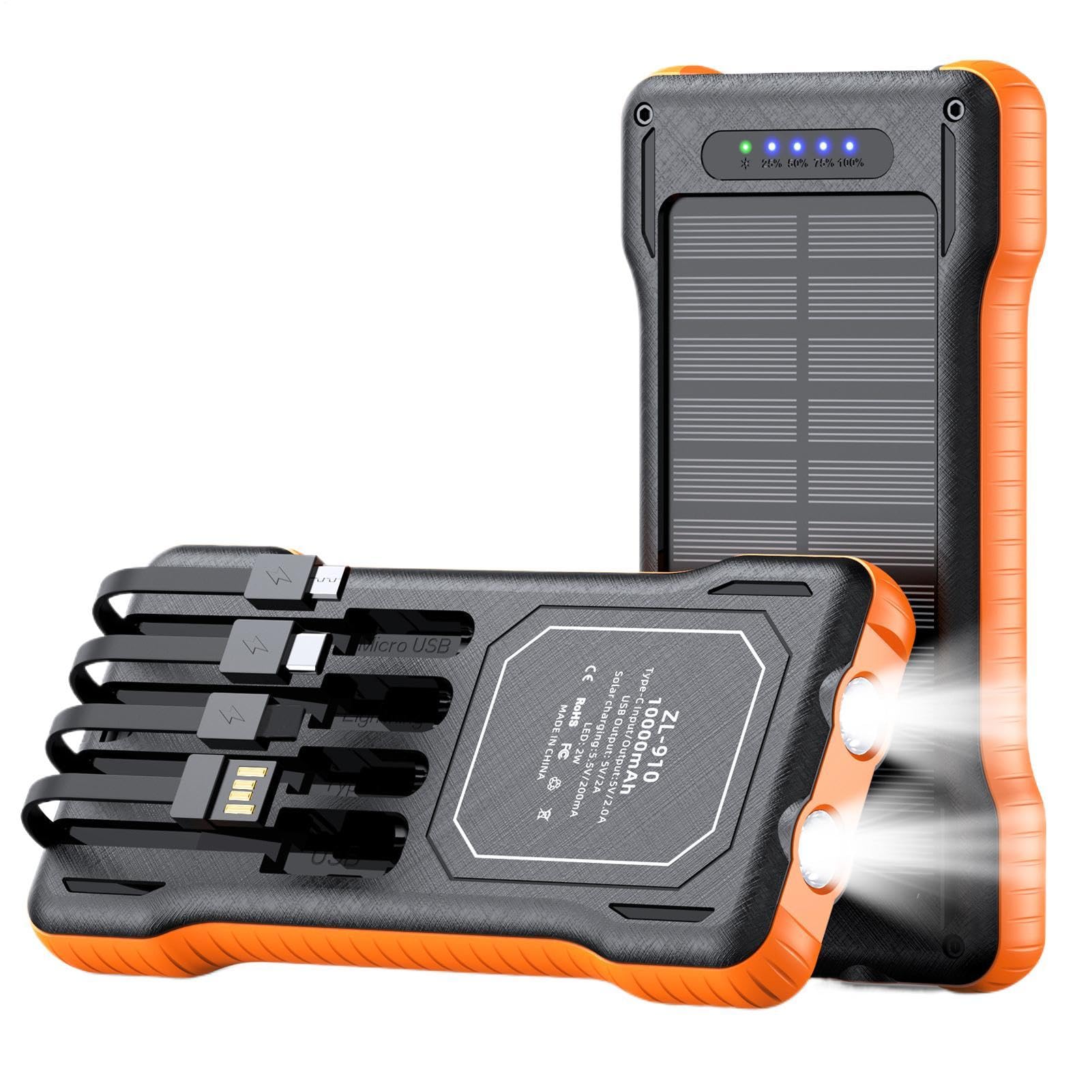 Cargador Solar Batería Externa Camping 10000mAh | Batería Portátil Para Mujeres Hombres Excursionistas Viajeros Camping Playa Senderismo Mochileros Pesca