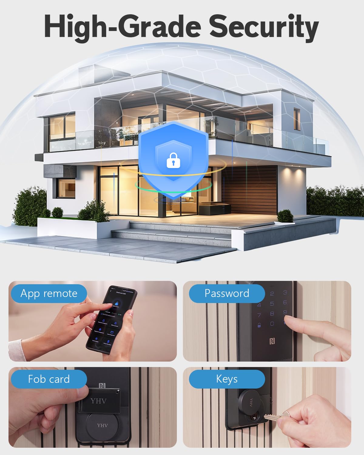 Inteligentny zamek do drzwi z ekosystemem Apple Home, czytnik linii papilarnych, bezkluczykowy, blokada drzwi wejściowych, zasuwa z kodem, wbudowane Wi-Fi, IP65, obsługuje Apple Homekit, Alexa, Google
