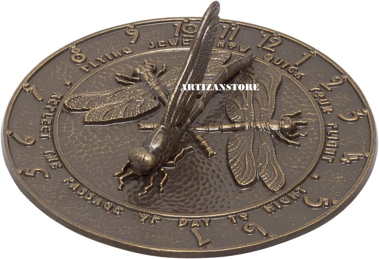 Solid Brass Dragonfly Sundial, French Home and Office Decor for Gifts