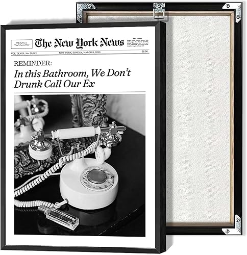 Pósteres vintage de noticias en blanco y negro The New York Times, lienzo para pared, revista, teléfono, bebida, vino, impresiones estéticas,