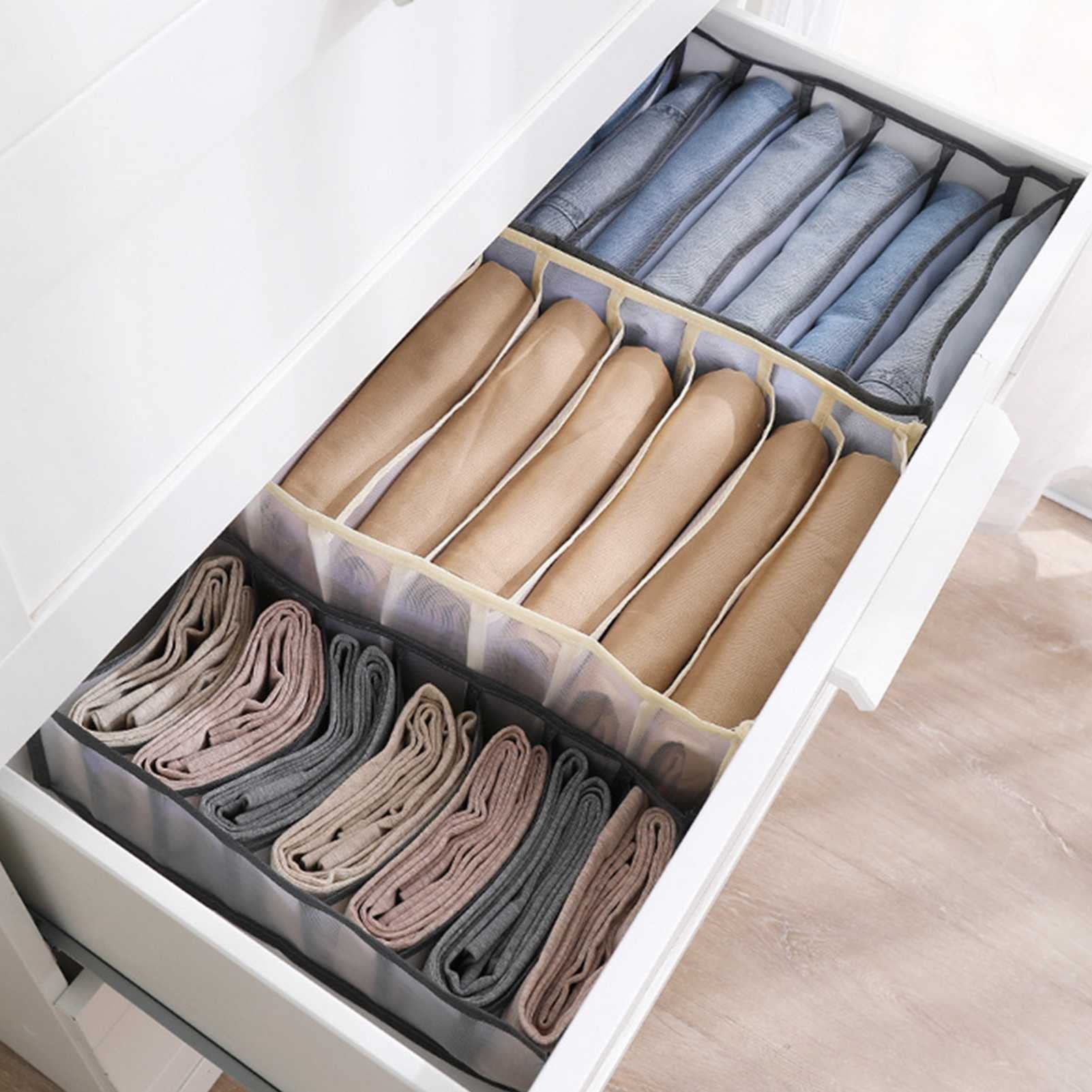 Organizador de Ropa de Closet de 8 Piezas, Organizador de Compartimiento de Jeans, Organizador de cajón Plegable for Camisas, Camisetas, Almacenamiento de Pantalones (Grande/pequeño)