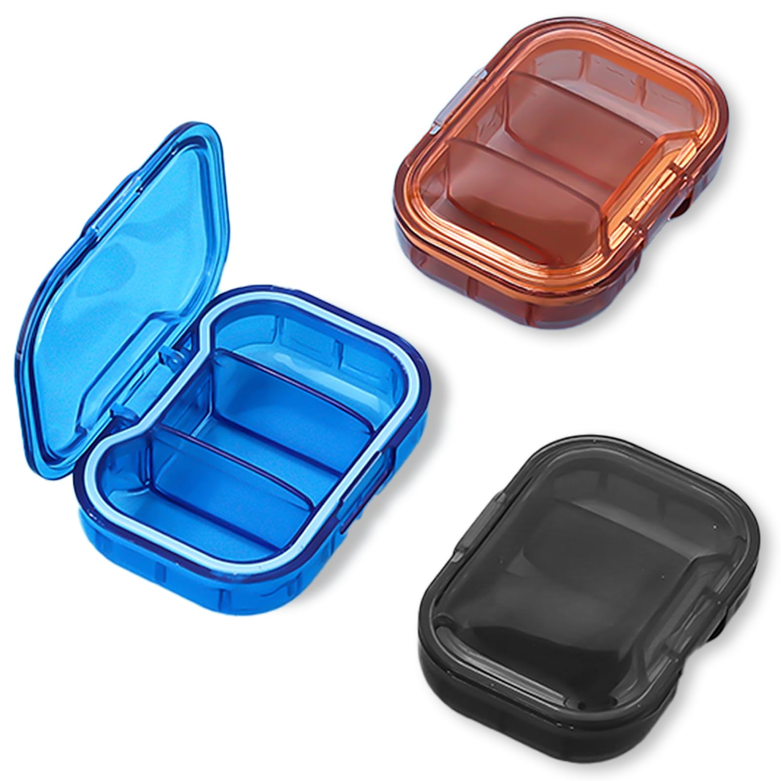 3 Pack Travel Mini Pill Organizer 3 Compartments Portable Small Pill Case Mini Small Pill Box to Hold