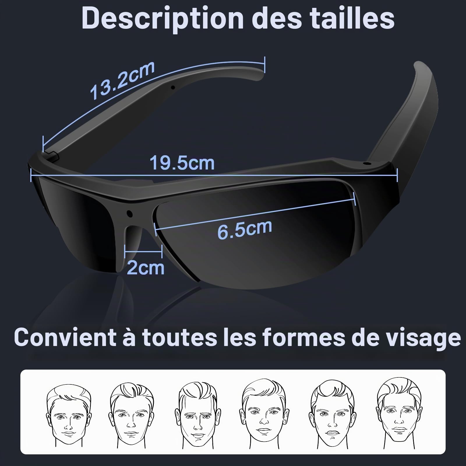 Caméra Espion Lunettes de Soleil, Mini Lunette Espion 1080P HD, Portable Micro Camera Cachee Caméscope Sport Enregistreur Vidéo Photos pour Extérieur