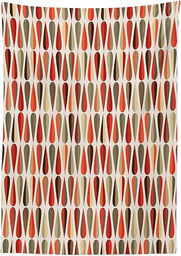 Miniatura 4 de Ambesonne Mantel retro, estilo de los años sesenta y setenta, diseño geométrico redondo con estampado de colores cálidos, mantel rectangular para