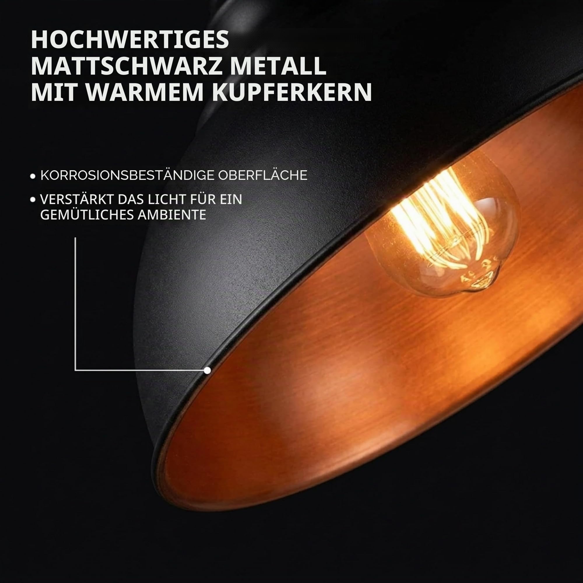 LEDSone Industrielle Pendelleuchte mit drei Köpfen, verstellbares Kabel, 95 cm, Metall-Lampenschirm, Retro-Industrie-Decke, E27-Fassung für Küche und Restaurant (Schwarzes inneres Gold)
