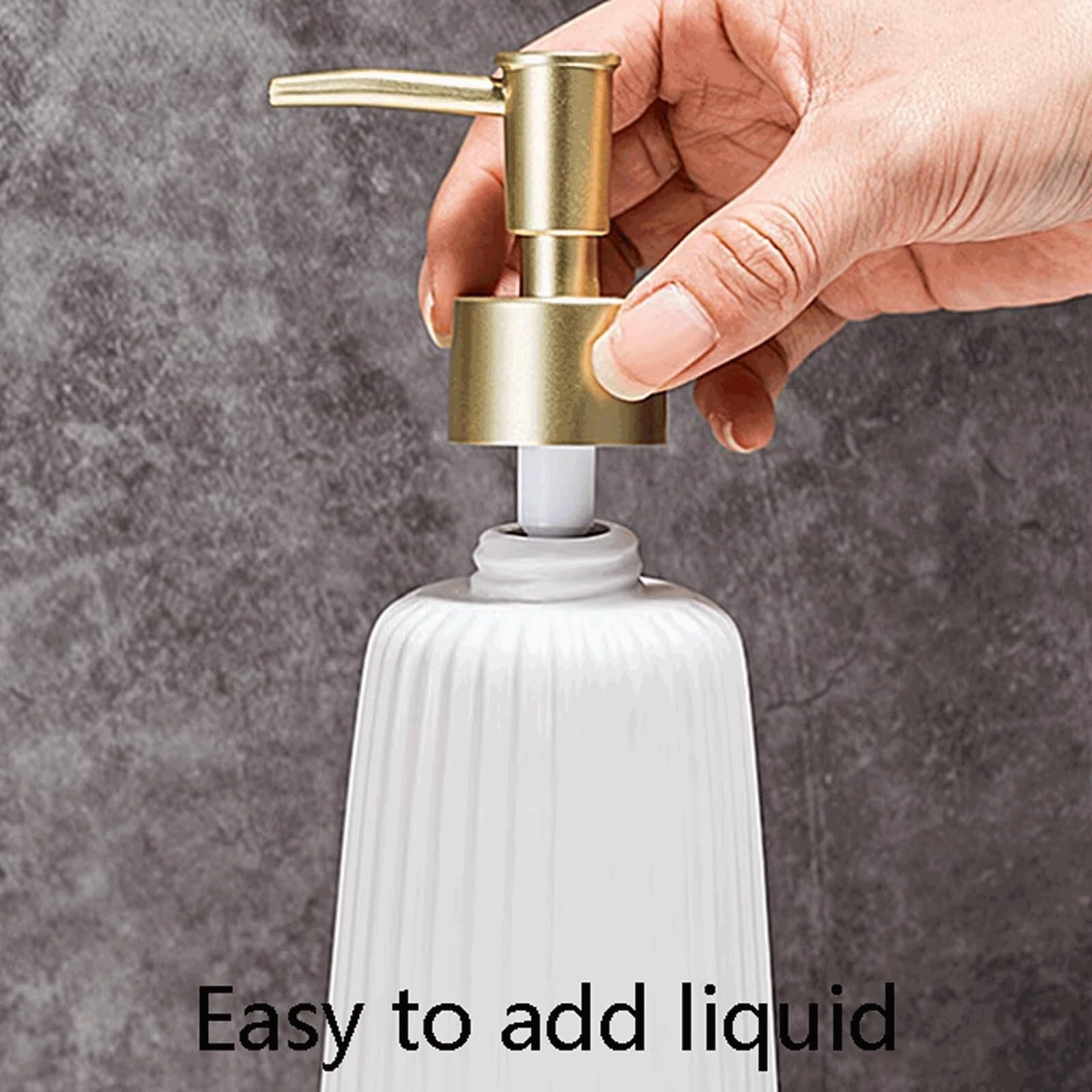 Seifenspender Spülmittelspender Seifenspender Aus Keramik, Manuelle Flüssigkeitspumpe, Flasche, Spender Für Die Arbeitsplatte Leere Pumpflasche(White)