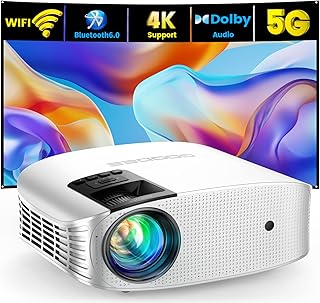 Projector, GooDee 4K Support 600 ANSI WiFi Bluetooth Native Full HD 1080P Projector, 15000L Home Theatre Projector 4P/4D with Dolby Audio, Compatible iOS/Android/Tablet/PC/TV Stick/USB/DVD/Game/PPT