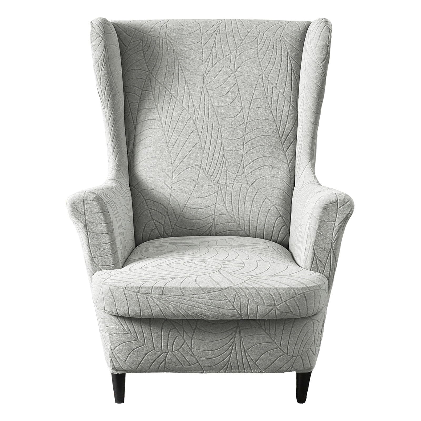 Kitegrese 2-Piece Stretch Wingback Chair Cover, Armchair Sofa Slipcover Furniture Protector Cover for Wingback Chairs(Light Gray)