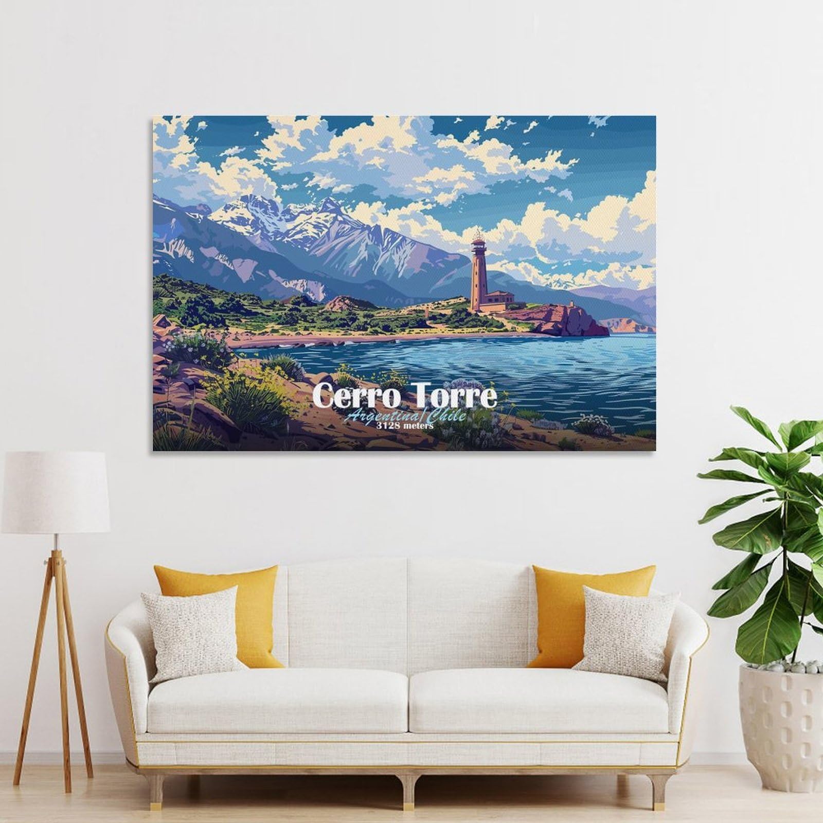 Junmoney Wall Picture Print Cerro Torre Landscape, 20x30inch(50x75cm), for Living Room, Lounge Or Sitting Room, A Home Accent with Warm Character