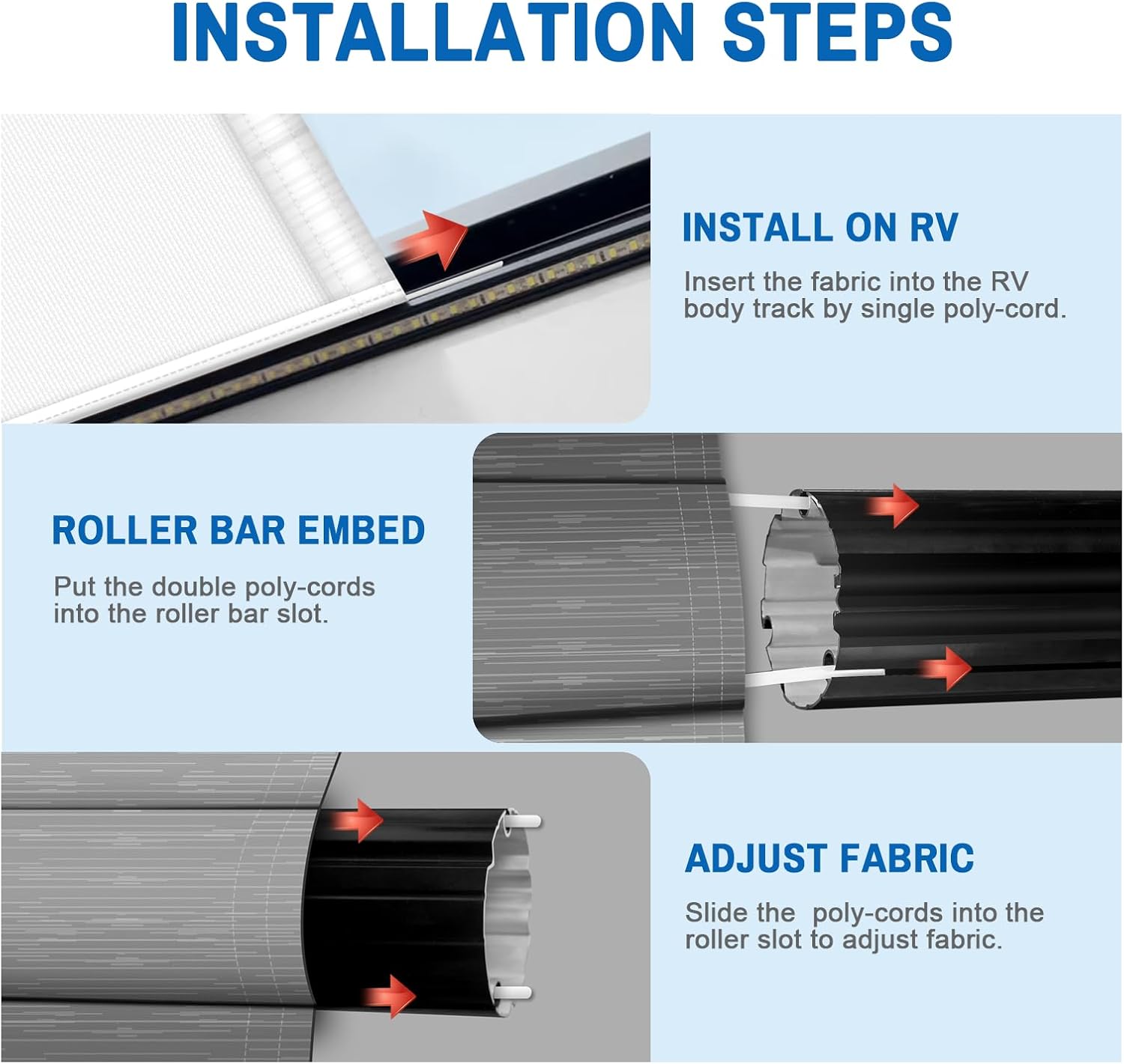 Dulepax RV Awning Fabric Replacement(14'2" Fabric) Heavy Duty 18.5oz Vinyl Camper Awning Replacement, UV-Resistant, Weatherproof Universal Fade Gray Outdoor Canopy for RV, Motorhome, Trailer