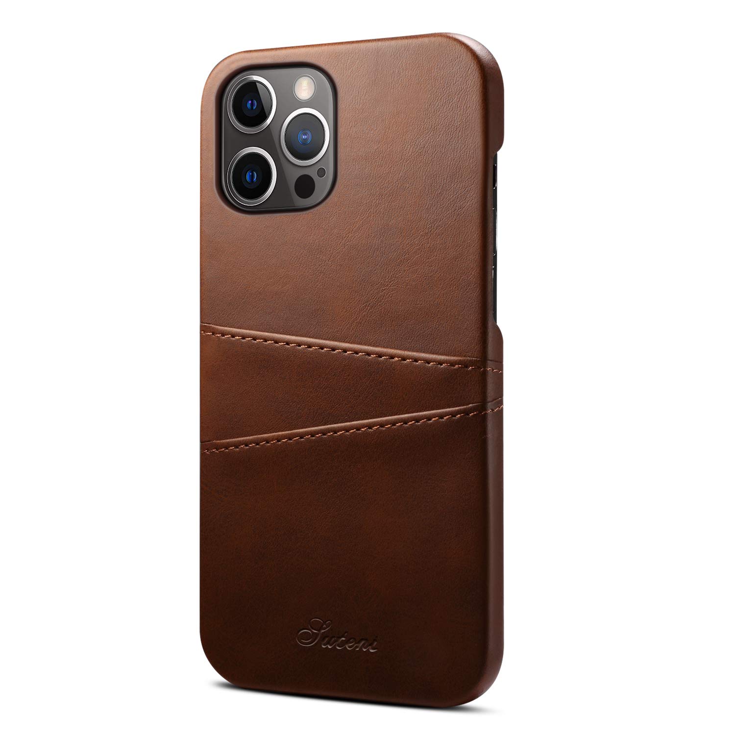 Card Slot PU Leather Case for iPhone 13 Pro Max 2021 Thin Light Soft Protection Brown