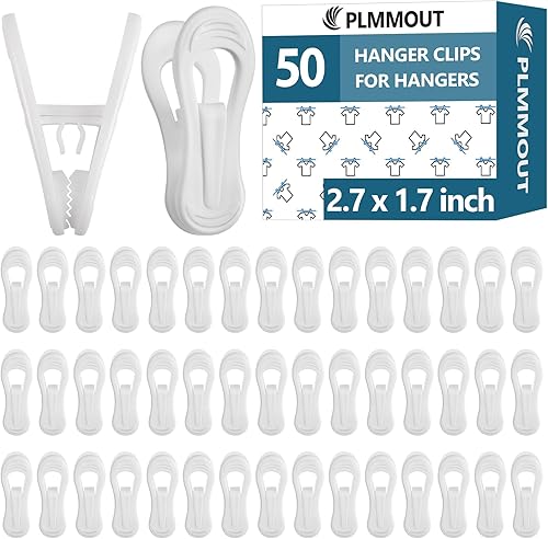 50 clips blancos para colgar perchas de plástico, clips para colgar pantalones, clips de dedo blancos, clips de plástico para colgar faldas,
