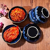 Vista 2 de Juego de 6 platos de cerámica para salsa de soja para condimentos de sushi (horno azul)