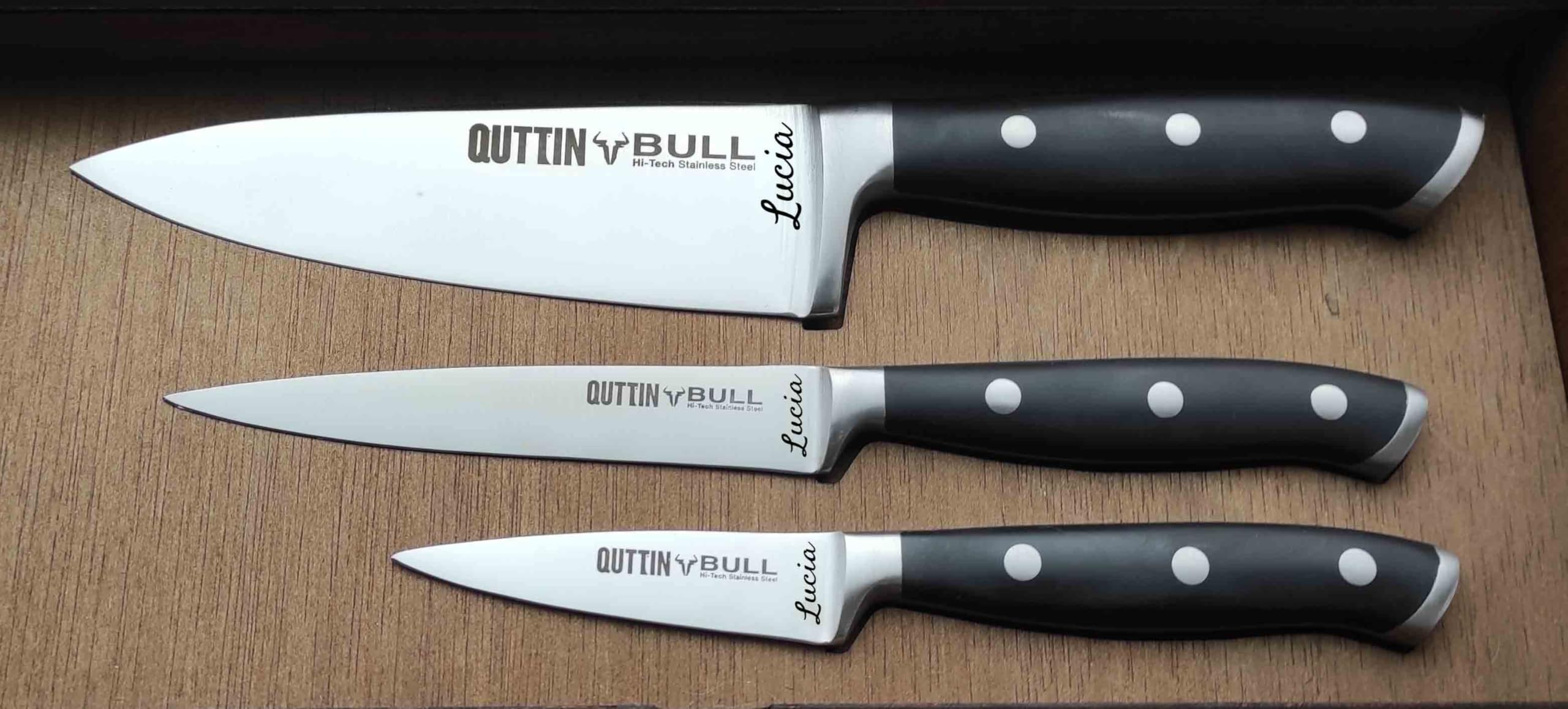 Quttin BULL Set 3 Cuchillos Cocina Profesionales