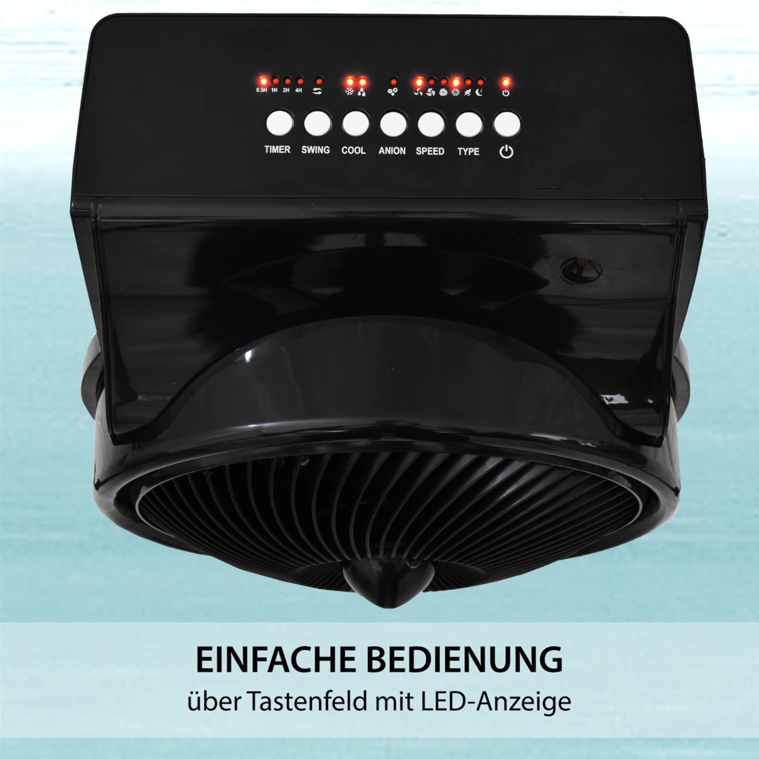 Syntrox Verdunstungskühler Wasser gekühlt Blowy | Ventilator | Wasserkühler, Ventilator mit Luftbefeuchter, 95 Watt, mit Rollen und Fernbedienung, Timer-Funktion