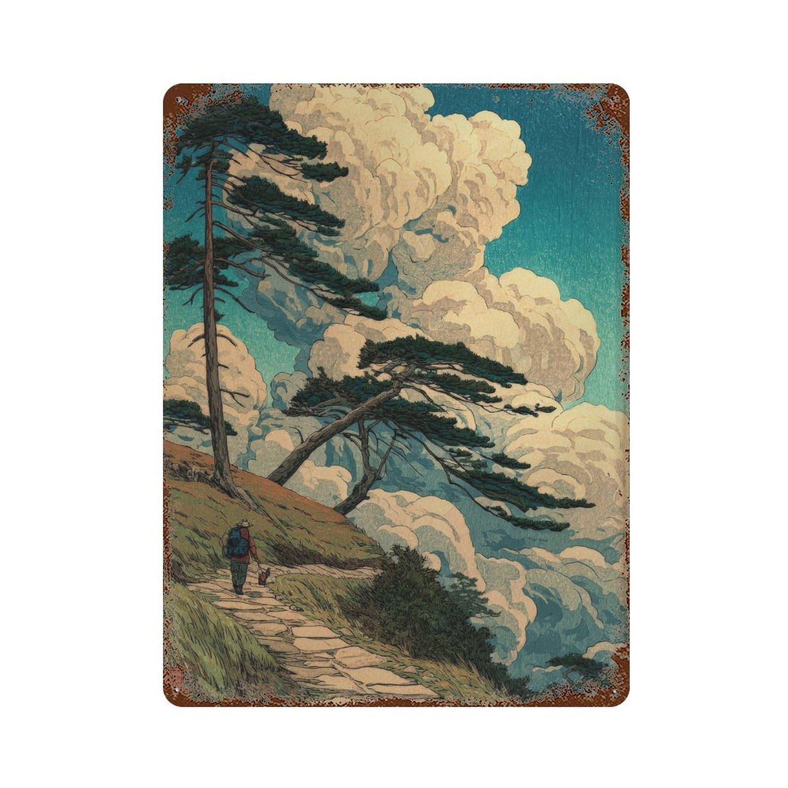 xiaoxiaoshen Mount Fuji Landscape. Japanese Ukiyo Wall Decor Art Metal Tin Poster Modern Home Decor Art Home Bar Shop Decorations Vintage Sign 40x30cm