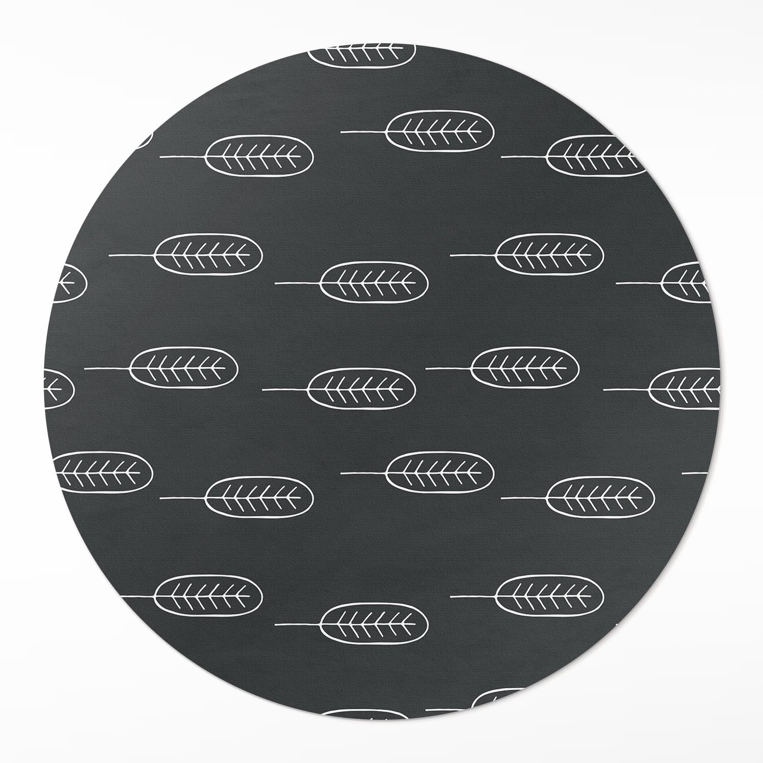 Tapis vinyle rond ø60 cm avec motif de feuilles minimalistes pour déco de maison