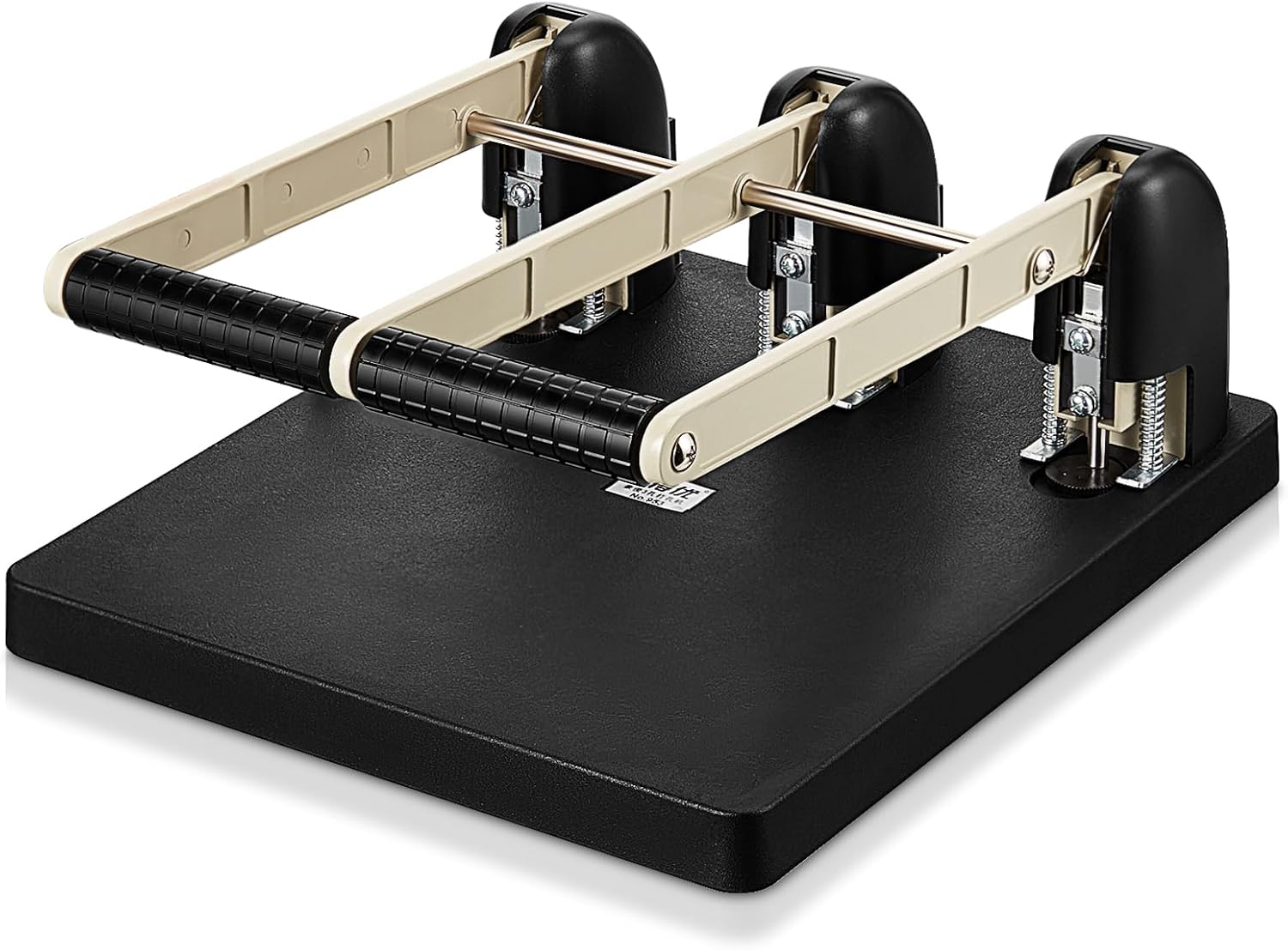 Harloon 3 Hole Puncher for Binder Metal 150 Sheet Capacity 13 x 12.2 x 6.2 Inch Black Silver Paper Punch Large Heavy Duty Puncher Lever Handle for Office Essentials Accessories Print Shops Home