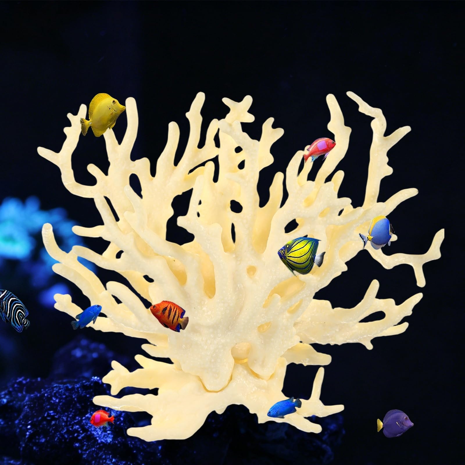 M METERXITY 1 Pack Fake Coral Fish Decorations for Tank, PVC Coral Decor, Artificial Aquarium Decor [Beige, 5.91'' x 2.17'' x 4.72'',L x W x H]