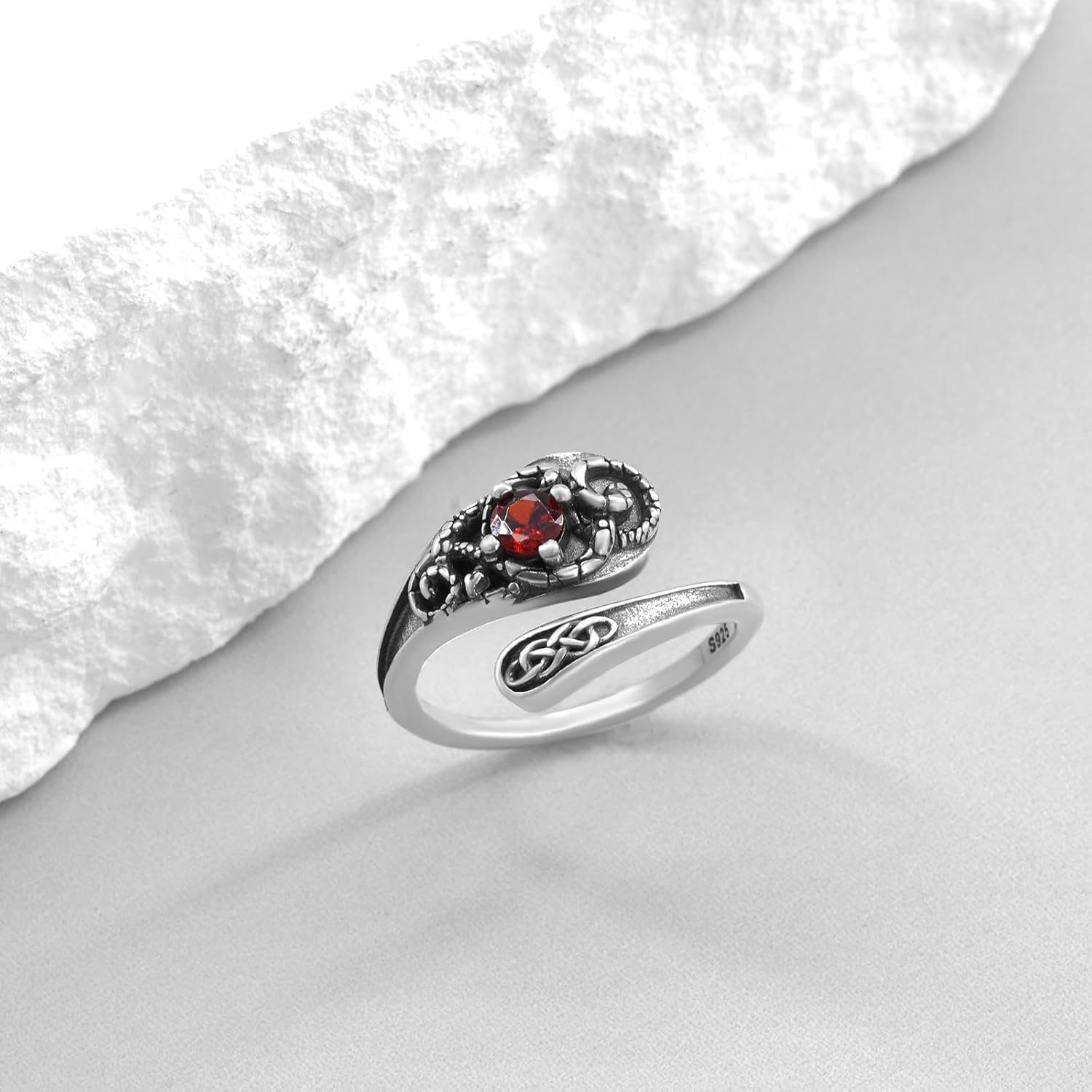 Snake Spoon Ring 925 Sterling Silver Spoon Ring Adjustable Thumb Open Ring Animal Jewelry Gifts for Women - Image 2