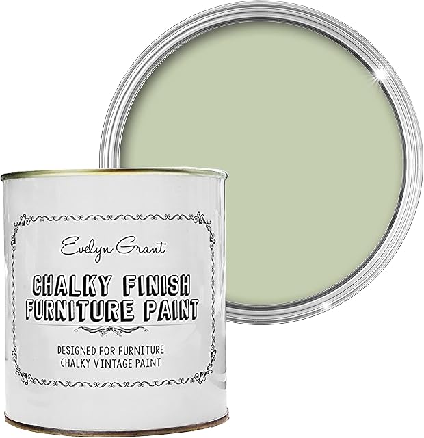 Evelyn Grant Chalk Furniture Paint | 500ml in 30+ Colours | Ultra-Premium Protection for Furniture & Cupboard | Interior & Exterior Wood Paint | Vintage Chalky Matt Finish (Sage Green)