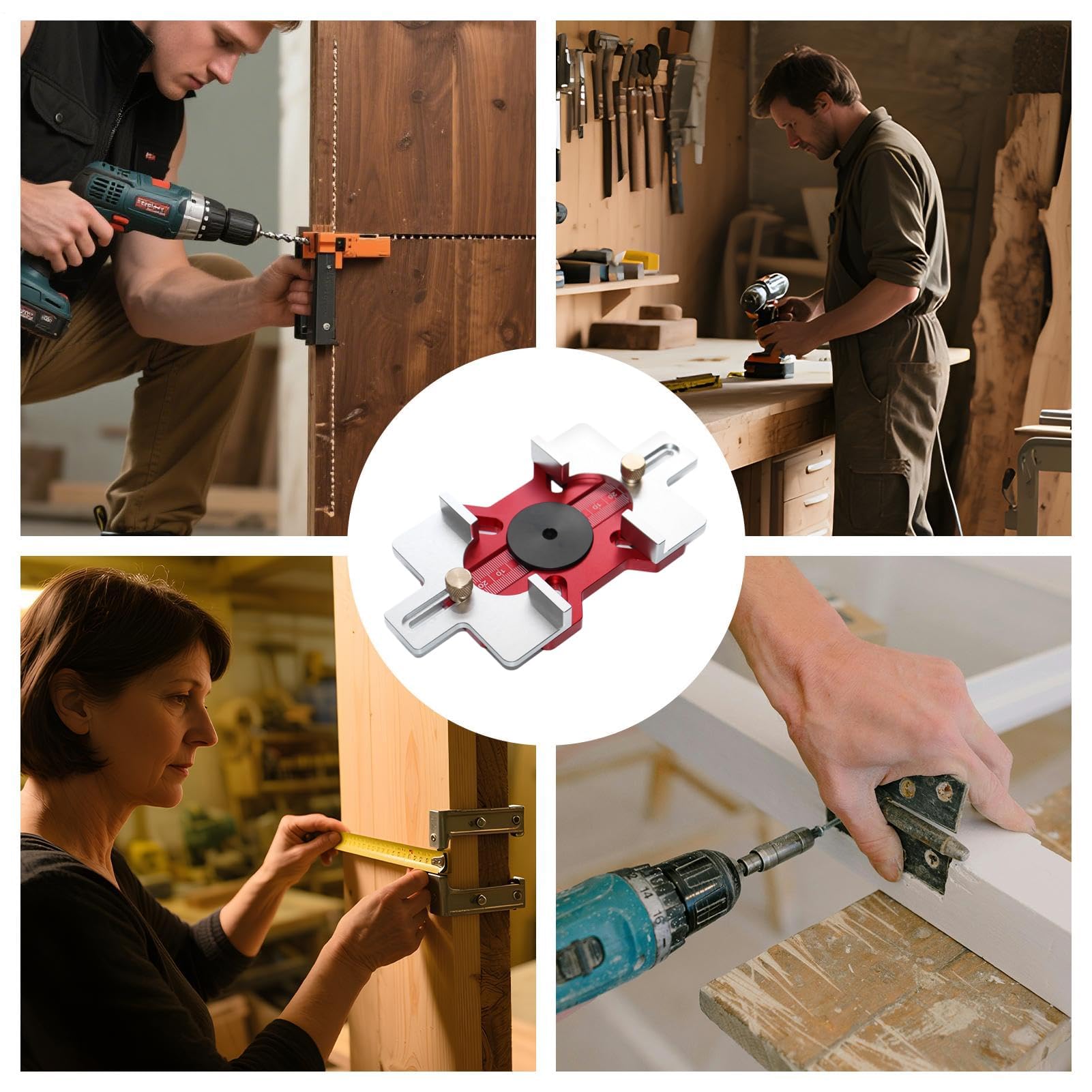 Modello guida regolabile per fresa da falegnameria 2-in-1 | Morsa Regolabile & Scala Precisa, Dima in Alluminio per Scanalature e Forature di Porte