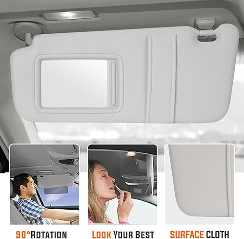 Miniatura 4 de Youxmoto Visera solar para Toyota Venza lado derecho del pasajero, 2009 2010 2011 2012 2013 2014 2015 2016 con techo solar, gris reemplaza #