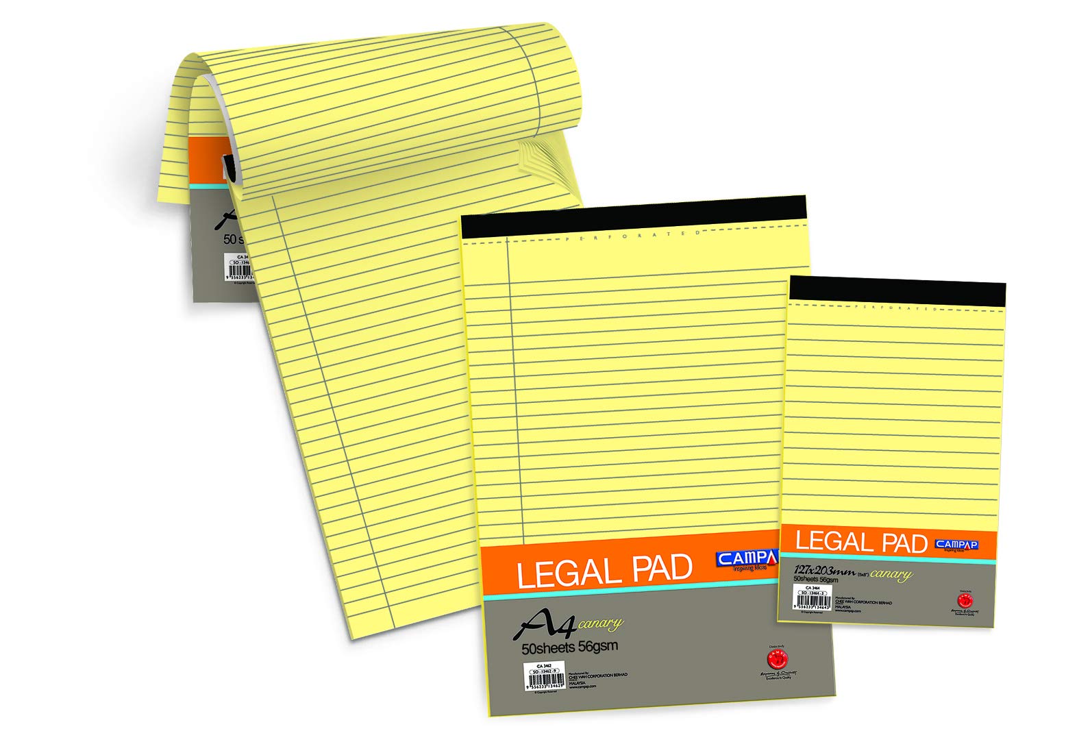 Campap Legal Pad A4, yellow (Model Number: CA-3462-1ct)-image-11