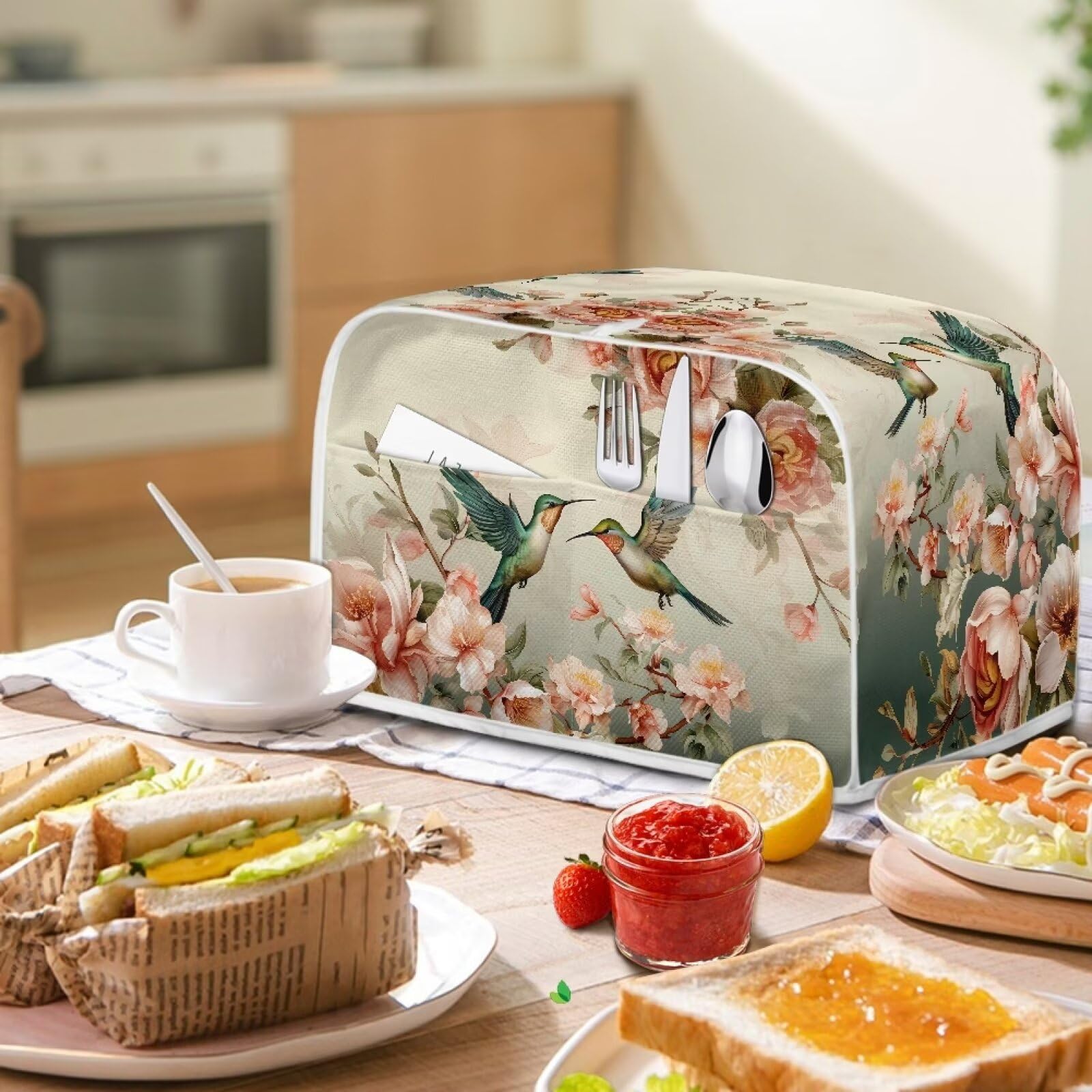 Vintage Flower Toaster Cover - Waterproof Dust Cover For 4-Slice Toasters, Kitchen Appliance Protector