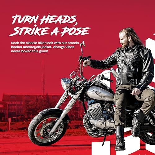 Miniatura 4 de Chaqueta de motociclista de cuero, para hombre, chaqueta clásica de motociclista con protección CE