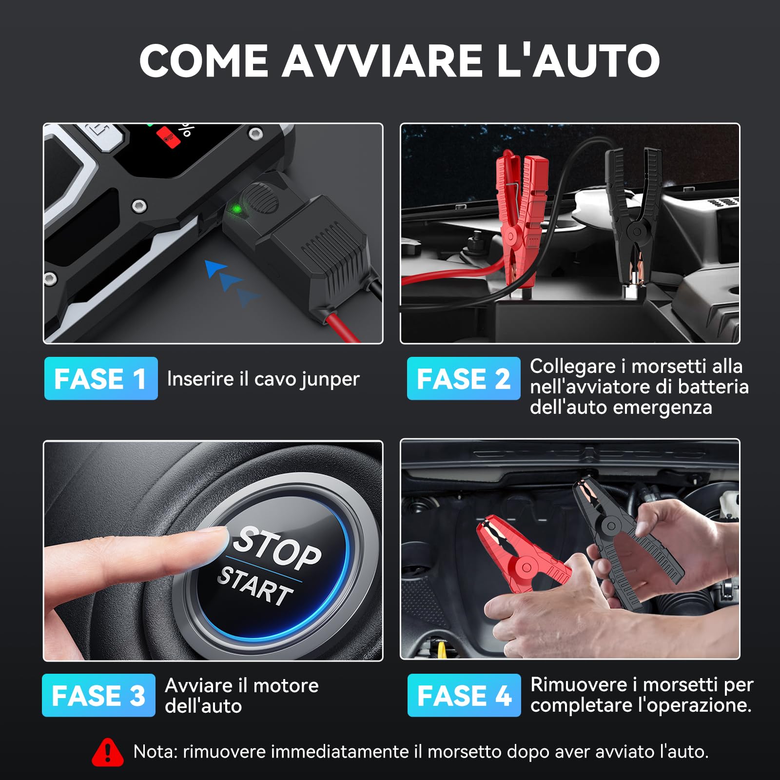 ACEZUK Avviatore Batteria, 7000A Avviatore di Emergenza per Auto/Moto(7.0L Gas or 5.5L Diesel) Starter Batteria Portatile Jump Start con LED/LCD Booster Avviamento
