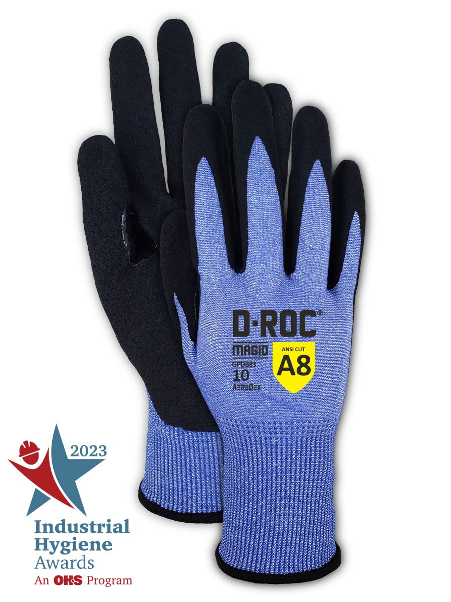 MAGID D-ROC AeroDex ANSI A8 VersaTek Grip Coated Palm Work Gloves