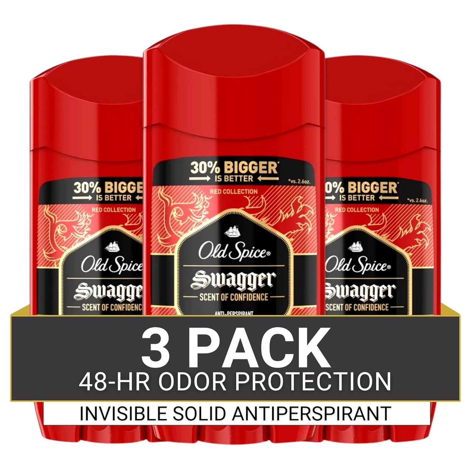 Old Spice Antiperspirant and Deodorant for Men, Invisible Solid, Swagger Scent, 3.4 Oz, Pack of 3 : Everything Else