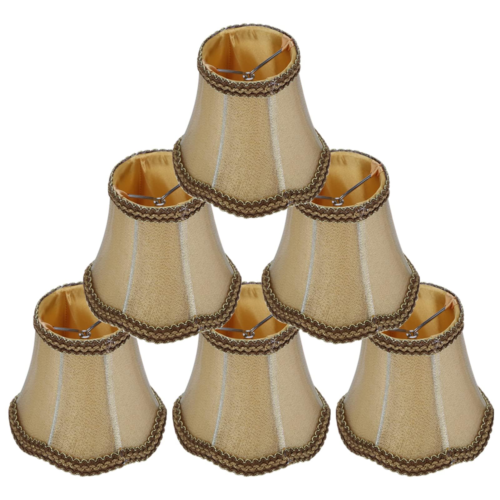 Set of 6 Clip On Lamp Shade,6Pcs Retro Palace Pendant Light Shade E14 Clip LampShades,Candle Lampshades for Chandelier Ceiling Light,Fabric Table Lampshade Lamp Cover Drop Light Lampshade