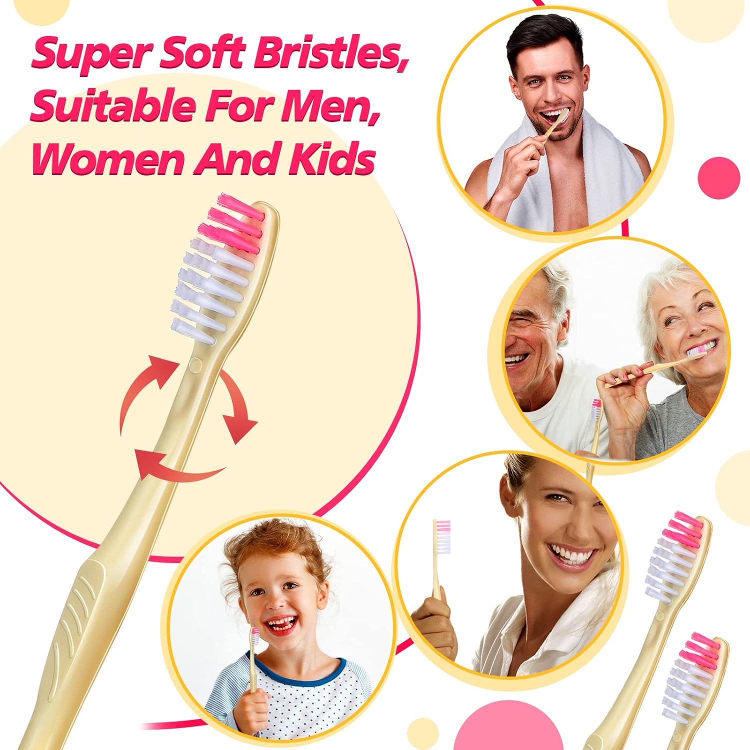 Tessco 500 Pcs Disposable Toothbrushes Individually Wrapped Soft Bristle Tooth Brush Set Travel Toothbrushes Bulk for Adults Oral Hygiene Dental Care Camping Guestroom Hotel(Yellow)