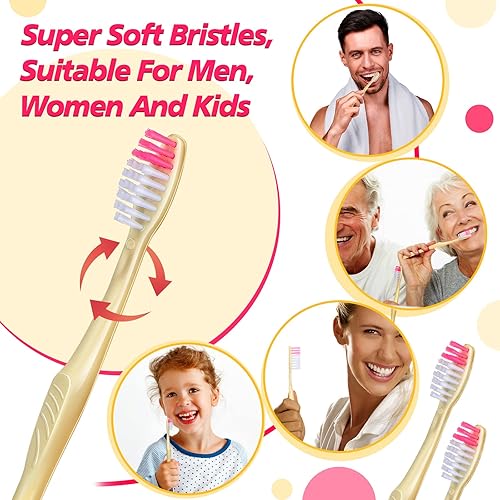 Miniatura 4 de Tessco Juego de 500 cepillos de dientes desechables envueltos individualmente, cerdas suaves, cepillos de dientes de viaje a granel para adultos,