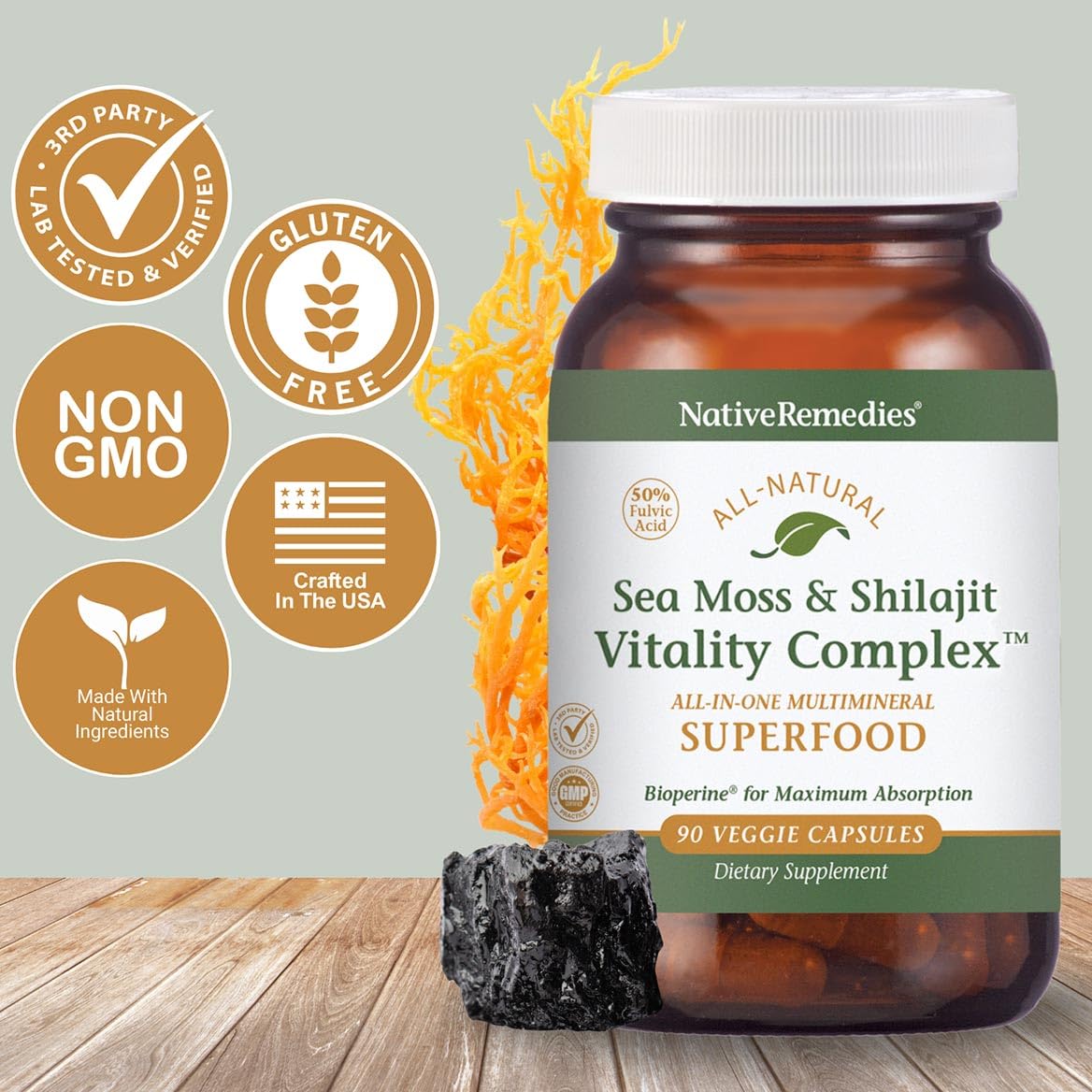 Native Remedies Sea Moss & Shilajit Complex - Natural Energy & Immune — Amazon image 2