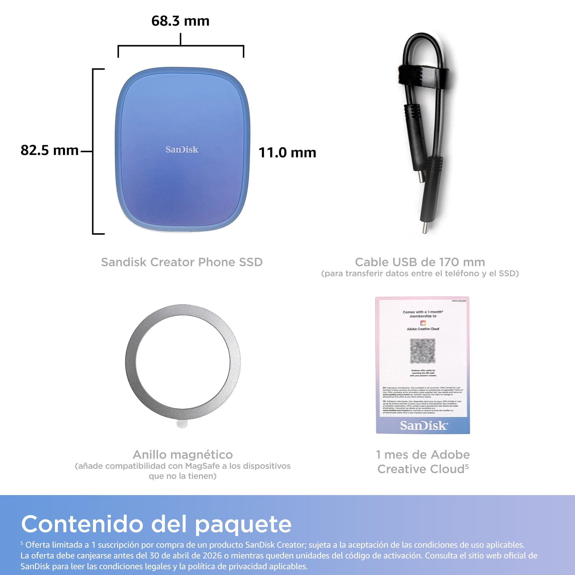 SanDisk Creator Phone SSD de 2 TB, Compatible con MagSafe y con