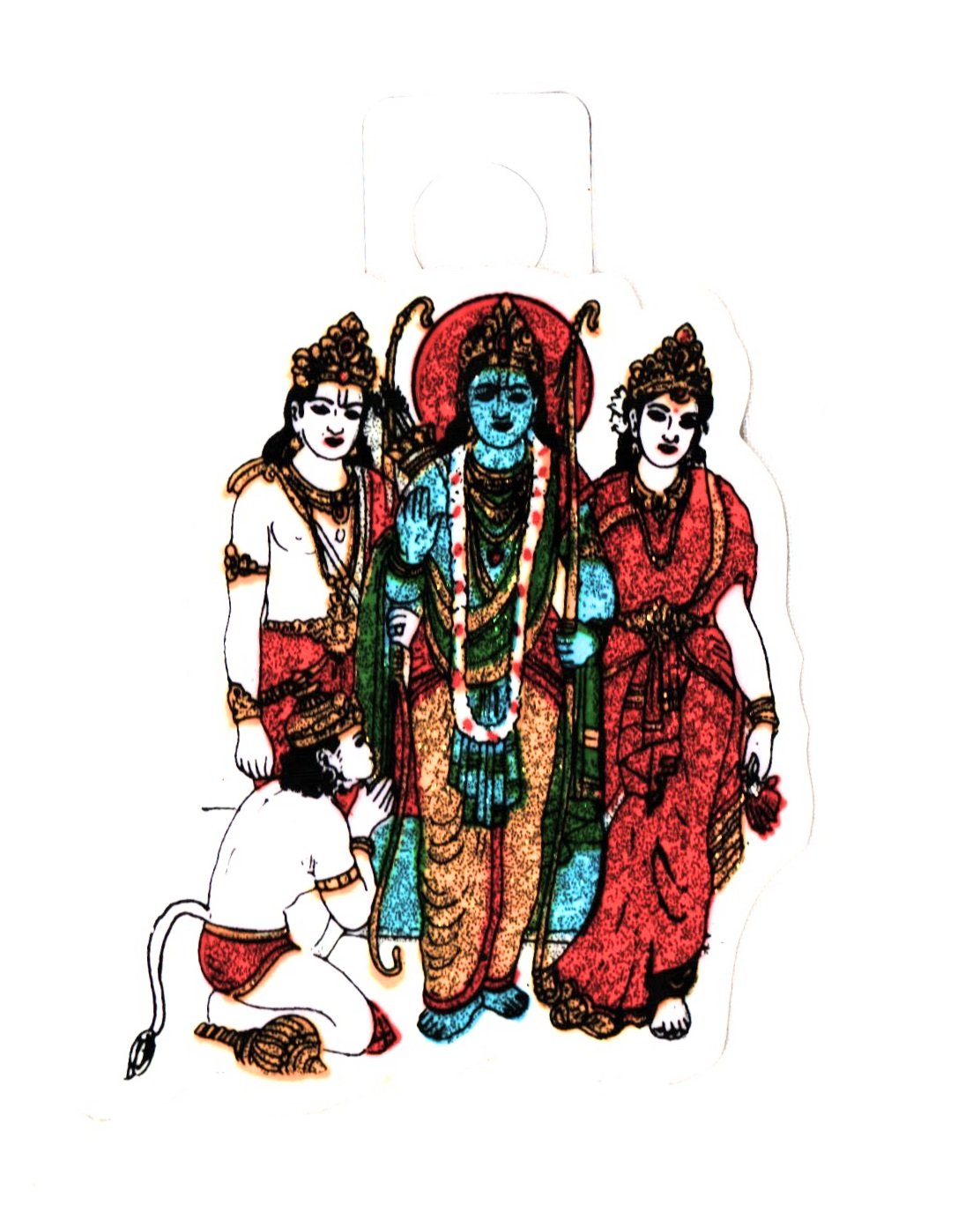 Indiabazaar Traditional Ram Darbar Glitter Sticker - Adhesive Sticker – Hindu Religious Sticker