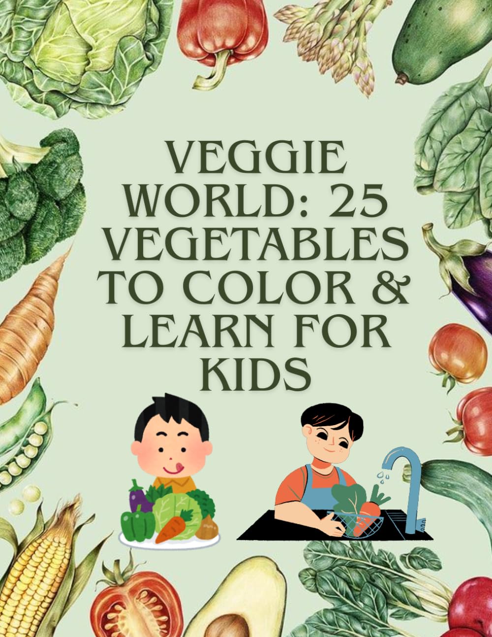 Veggie World: 25 Vegetables to Color & Learn for Kids: A Fun and Educational Coloring Book with Healthy Food Facts