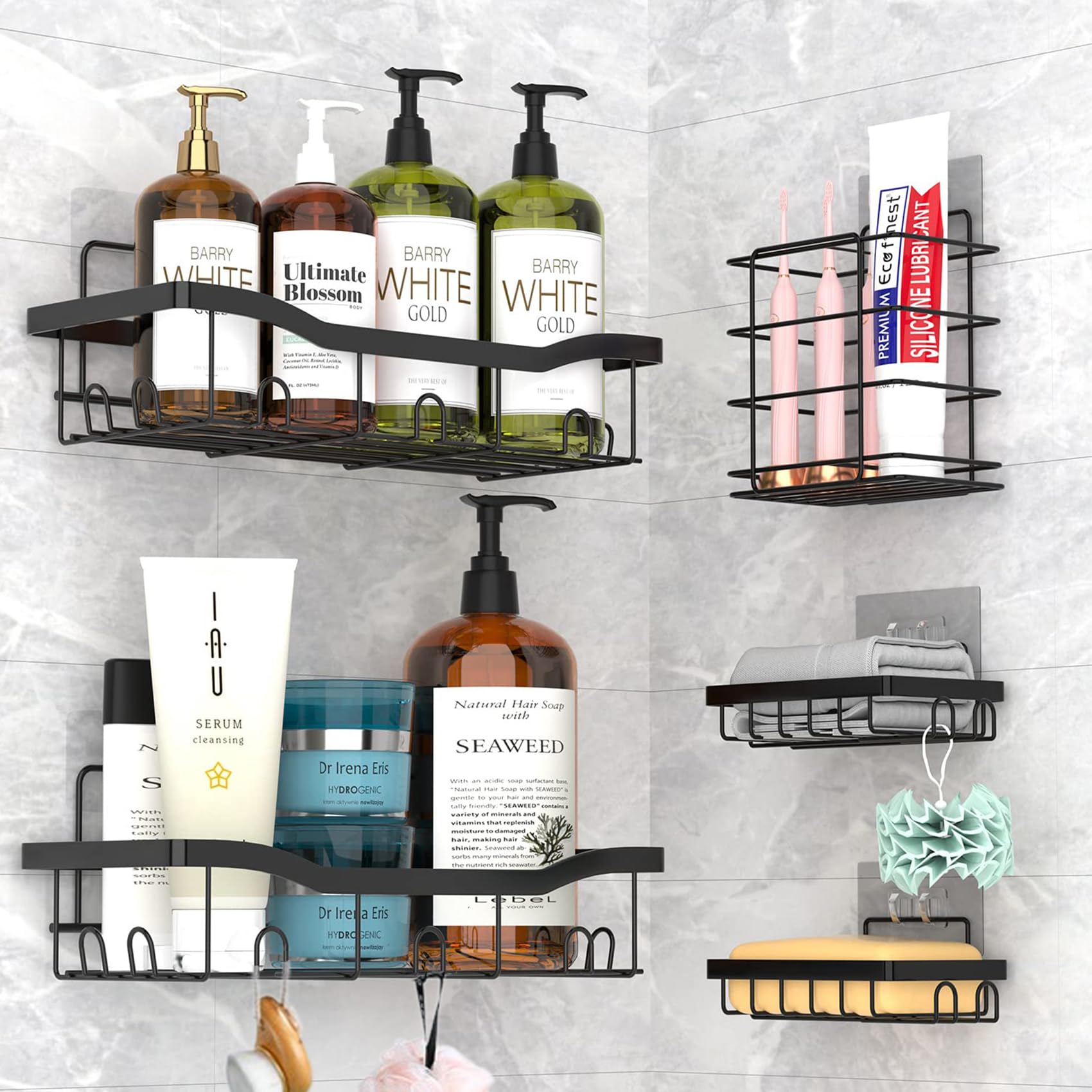Shower Caddy 5 Packs Showers Shelf Bathroom Shelves Bath Racks For Inside Wet Room Shower Organizer Bathhouses Shelves