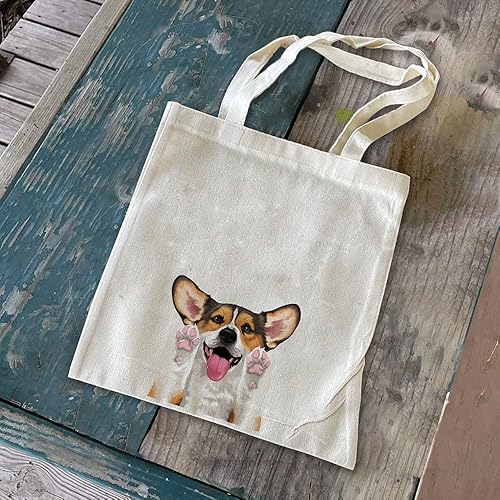 Vista 84 de WIRESTER Bolsa de lona reutilizable para mujeres y niñas, bolsa de compras de comestibles, bolsa de hombro, bolsa de viaje, animal de perro y gato